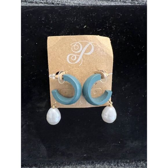 PLUNDER BLUE HALF HOOP EARRINGS NWT - Picture 1 of 4